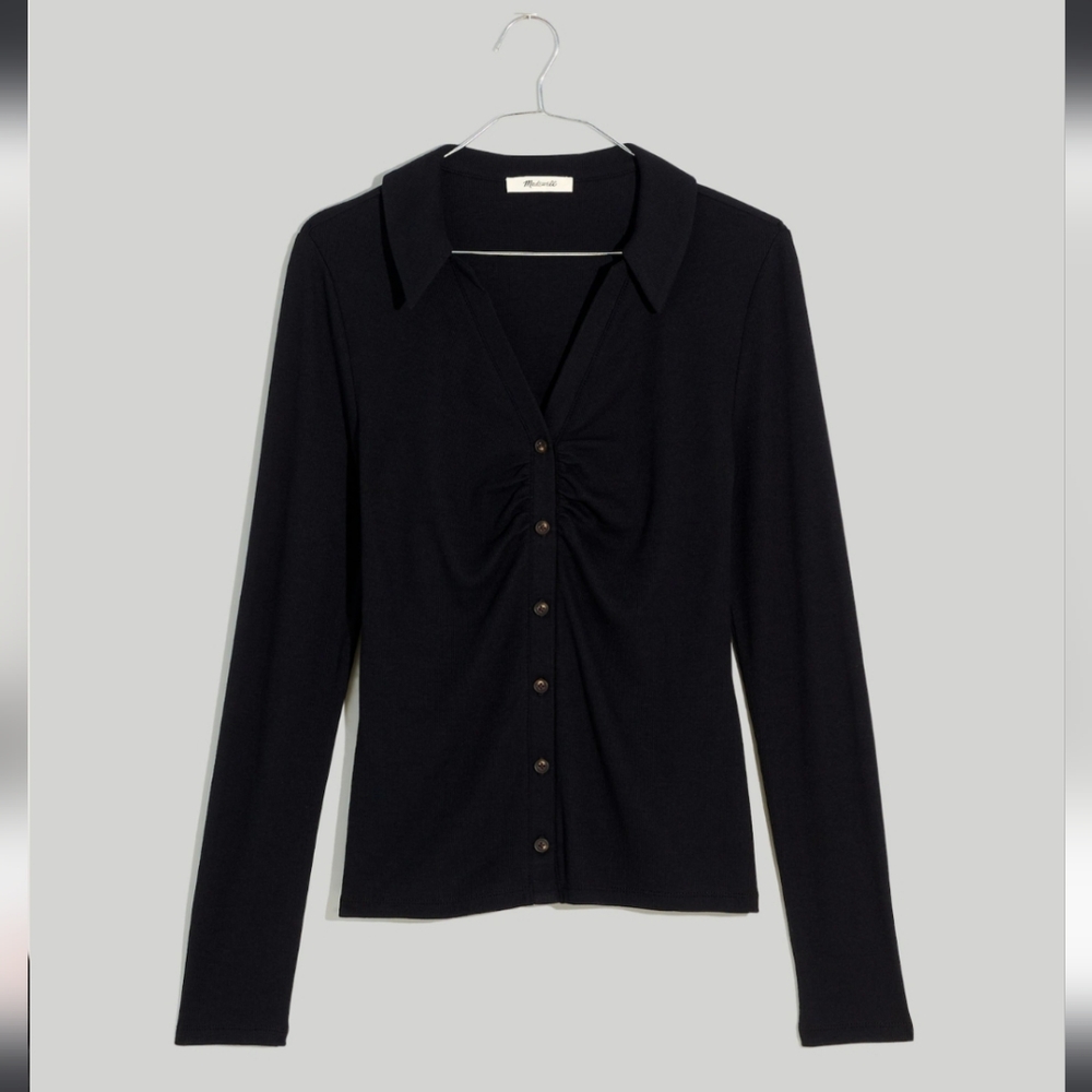 Madewell Ruched Polo Cardigan